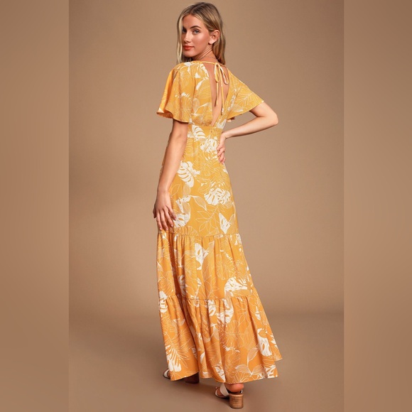 Savanna Golden Yellow Floral Print Maxi Dress - Picture 2 of 9